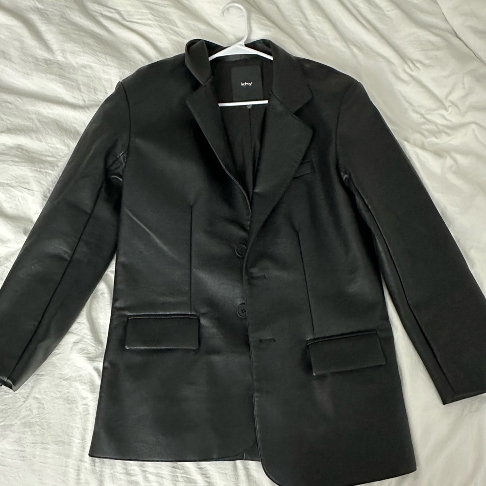 Khy Black Faux-Leather blazer